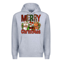 Heather Grey Merry Christmas Coffee Cups Premium Hoodie - FaDigitalArtStudio