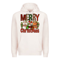 Pale Pink Merry Christmas Coffee Cups Premium Hoodie - FaDigitalArtStudio