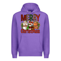 Purple Merry Christmas Coffee Cups Premium Hoodie - FaDigitalArtStudio