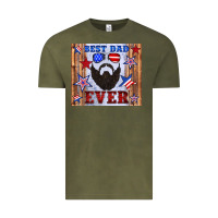 Vintage Olive best dad ever american flag Vintage Tee - Artiststas
