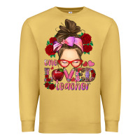 Antique Gold one loved teacher messy bun Premium Sweatshirt - RanaPortraitStore