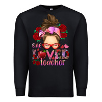 Black one loved teacher messy bun Premium Sweatshirt - RanaPortraitStore