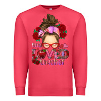 Cardinal one loved teacher messy bun Premium Sweatshirt - RanaPortraitStore