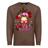 Chestnut one loved teacher messy bun Premium Sweatshirt - RanaPortraitStore