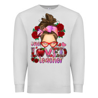 Dove Grey one loved teacher messy bun Premium Sweatshirt - RanaPortraitStore