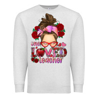 Oatmeal Heather one loved teacher messy bun Premium Sweatshirt - RanaPortraitStore