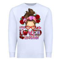 White one loved teacher messy bun Premium Sweatshirt - RanaPortraitStore