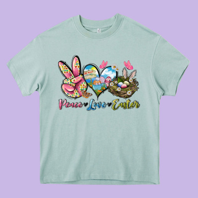 Peace Love Easter Heavy Core Tee Designed By Lillyallendesigns