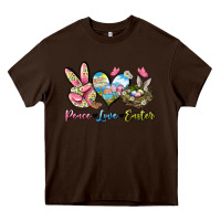 Chocolate Brown Peace love Easter Heavy Core Tee - LillyAllenDesigns