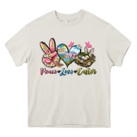 Cream Peace love Easter Heavy Core Tee - LillyAllenDesigns