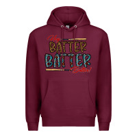 Burgundy hey batter batter batter Premium Hoodie - CowhideDigitalArt