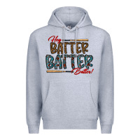 Heather Grey hey batter batter batter Premium Hoodie - CowhideDigitalArt