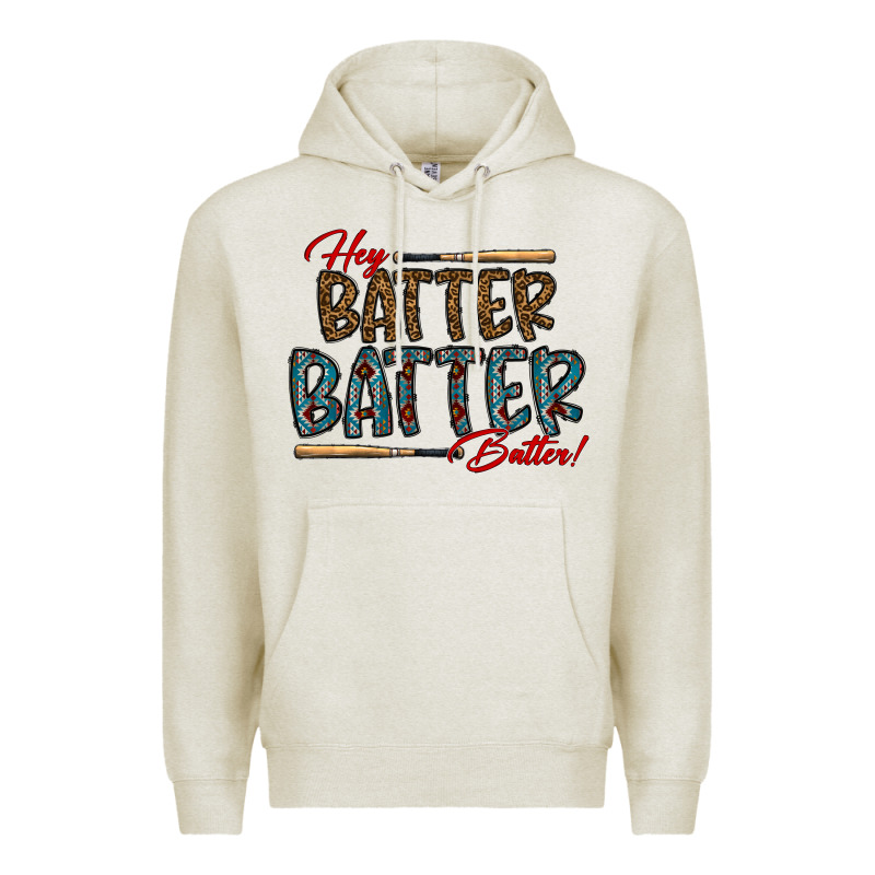Hey Batter Batter Batter Premium Hoodie by CowhideDigitalArt | Teevron