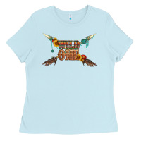 Baby Blue wild one with gemstone and sunflower Ladies Tee - Artiststas