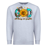 Heather Grey with god all things possible Premium Sweatshirt - RanaPortraitStore