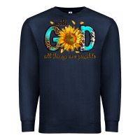 Navy with god all things possible Premium Sweatshirt - RanaPortraitStore