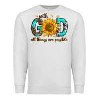 Oatmeal Heather with god all things possible Premium Sweatshirt - RanaPortraitStore