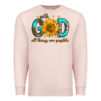 Pale Pink with god all things possible Premium Sweatshirt - RanaPortraitStore