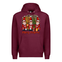 Burgundy Merry christmas elfs Premium Hoodie - FaDigitalArtStudio