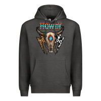 Charcoal Heather howdy boho skull Premium Hoodie - CowhideDigitalArt