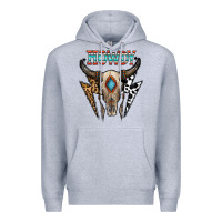Heather Grey howdy boho skull Premium Hoodie - CowhideDigitalArt
