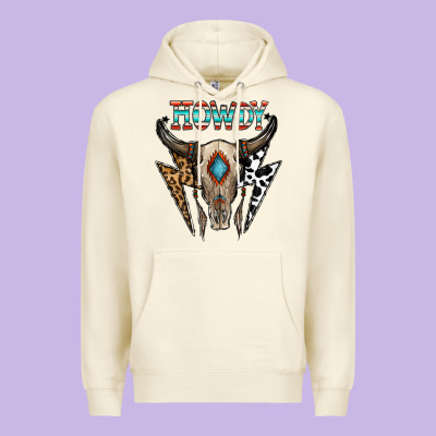 Howdy Boho Skull Premium Hoodie Designed By Cowhidedigitalart