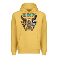 Antique Gold howdy boho skull Premium Hoodie - CowhideDigitalArt