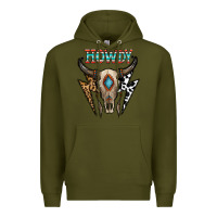 Army Green howdy boho skull Premium Hoodie - CowhideDigitalArt