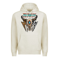 Oatmeal Heather howdy boho skull Premium Hoodie - CowhideDigitalArt