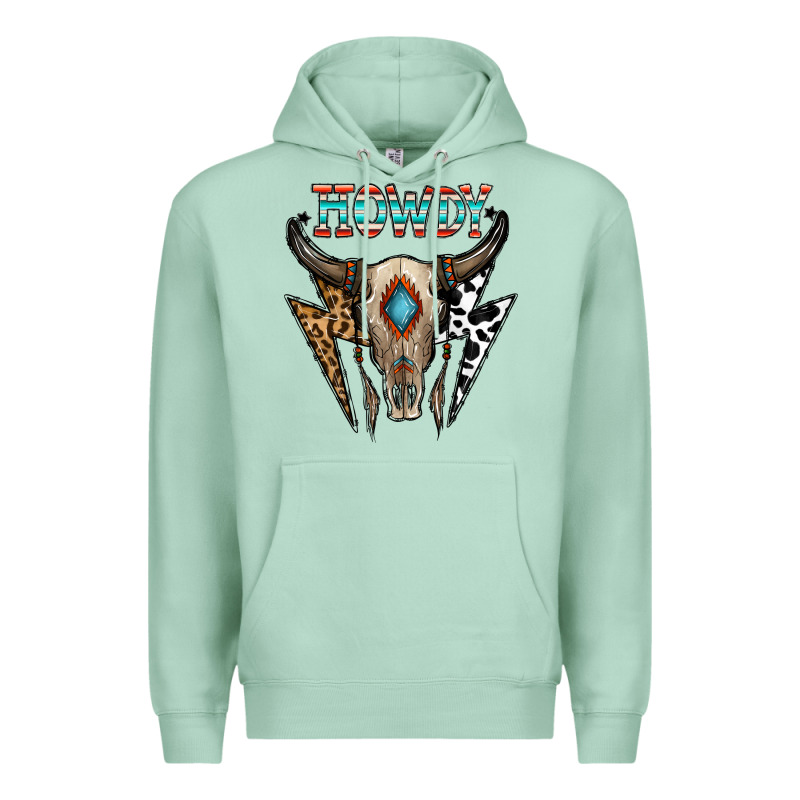 Howdy Boho Skull Premium Hoodie by CowhideDigitalArt | Teevron