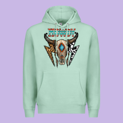 Howdy Boho Skull Premium Hoodie Designed By Cowhidedigitalart