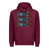 Burgundy howdy howdy howdy Premium Hoodie - CowhideDigitalArt