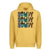 Antique Gold howdy howdy howdy Premium Hoodie - CowhideDigitalArt