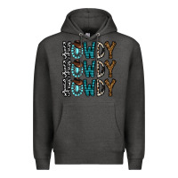 Charcoal Heather howdy howdy howdy Premium Hoodie - CowhideDigitalArt
