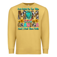 Antique Gold god gifted me two titles mom and grandma and i roc Premium Sweatshirt - RanaPortraitStore