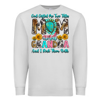 Dove Grey god gifted me two titles mom and grandma and i roc Premium Sweatshirt - RanaPortraitStore