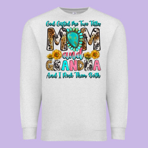 God Gifted Me Two Titles Mom And Grandma And I Roc Premium Sweatshirt Designed By Ranaportraitstore