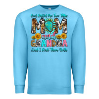 Ocean Blue god gifted me two titles mom and grandma and i roc Premium Sweatshirt - RanaPortraitStore