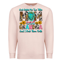 Pale Pink god gifted me two titles mom and grandma and i roc Premium Sweatshirt - RanaPortraitStore