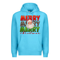 Ocean Blue Merry Christmas Santa Premium Hoodie - FaDigitalArtStudio