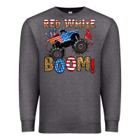 Charcoal Heather red white boom monster truck Premium Sweatshirt - RanaPortraitStore
