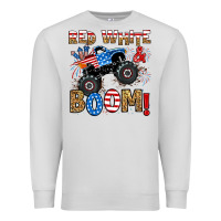 Dove Grey red white boom monster truck Premium Sweatshirt - RanaPortraitStore