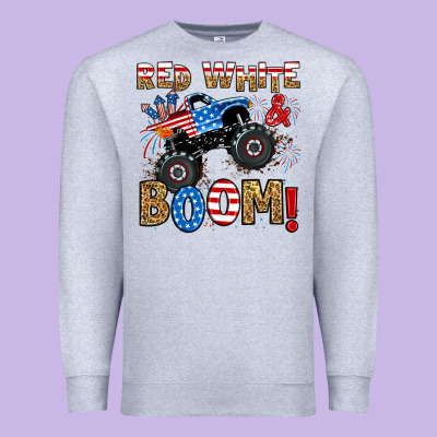 Premium Sweatshirt red white boom monster truck