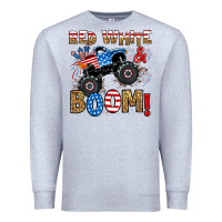 Heather Grey red white boom monster truck Premium Sweatshirt - RanaPortraitStore