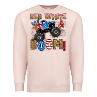 Pale Pink red white boom monster truck Premium Sweatshirt - RanaPortraitStore