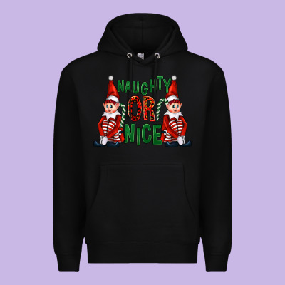 Naughty Or Nice Christmas Elfs Premium Hoodie Designed By Fadigitalartstudio