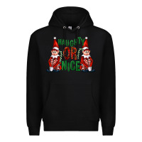 Black Naughty or nice christmas elfs Premium Hoodie - FaDigitalArtStudio