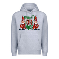 Heather Grey Naughty or nice christmas elfs Premium Hoodie - FaDigitalArtStudio