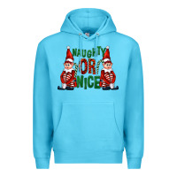 Ocean Blue Naughty or nice christmas elfs Premium Hoodie - FaDigitalArtStudio