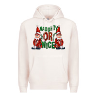 Pale Pink Naughty or nice christmas elfs Premium Hoodie - FaDigitalArtStudio